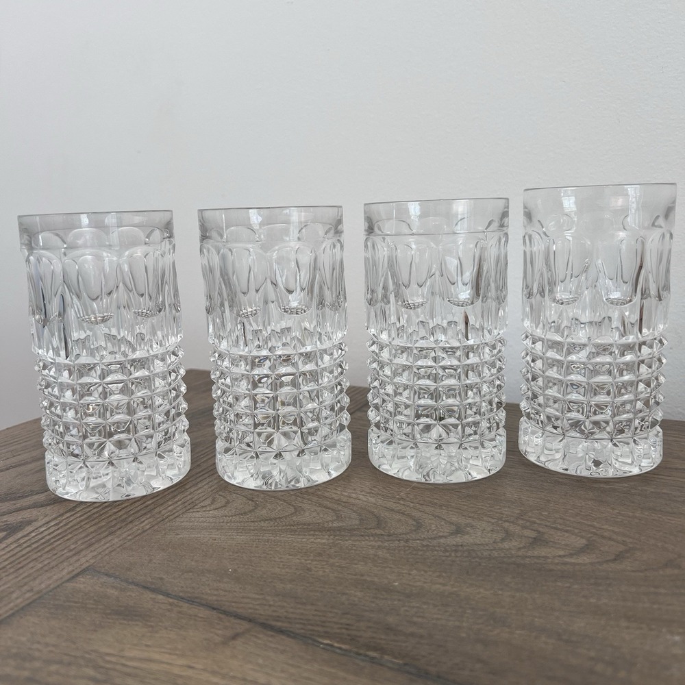 Lot Of 4 Gorham Full Lead Crystal Fairfax Barware Highball Tumbler Glasses - Picture 3 of 8
